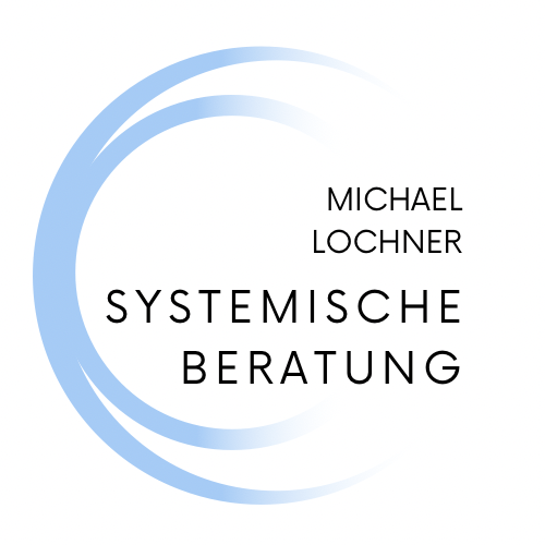Das Logo von Michael Lochner, zwei offene Kreise und die Aufschrift: Michael Lochner, Systemische Beratung in Augsburg.